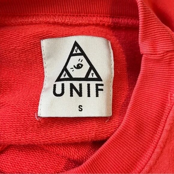 UNIF Classic Sweatshirt 3D Rubber Lettering Spellout‎ in Red Orange Sz Small - Picture 4 of 7